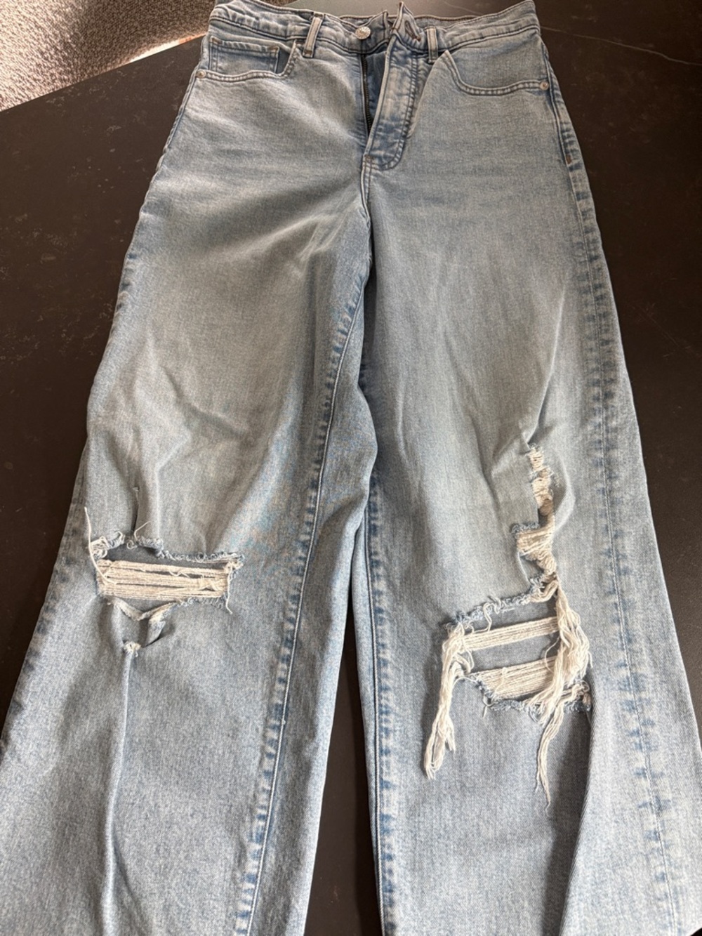 Express Light Blue Distressed Boyfriend Jeans